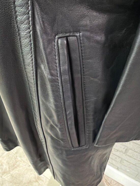 Nine West Women\'s Black Long Sleeve Button Front Leather Jacket Coat Size L